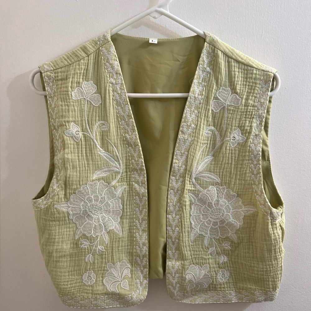 Light Green Embroidered Vest
